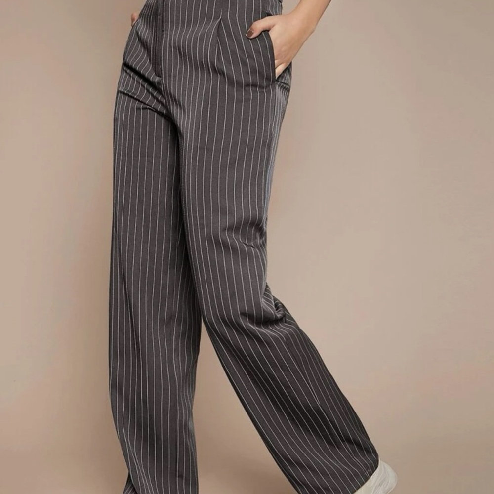 NEW SHEIN Pinstriped High Rise Straight Leg Pants